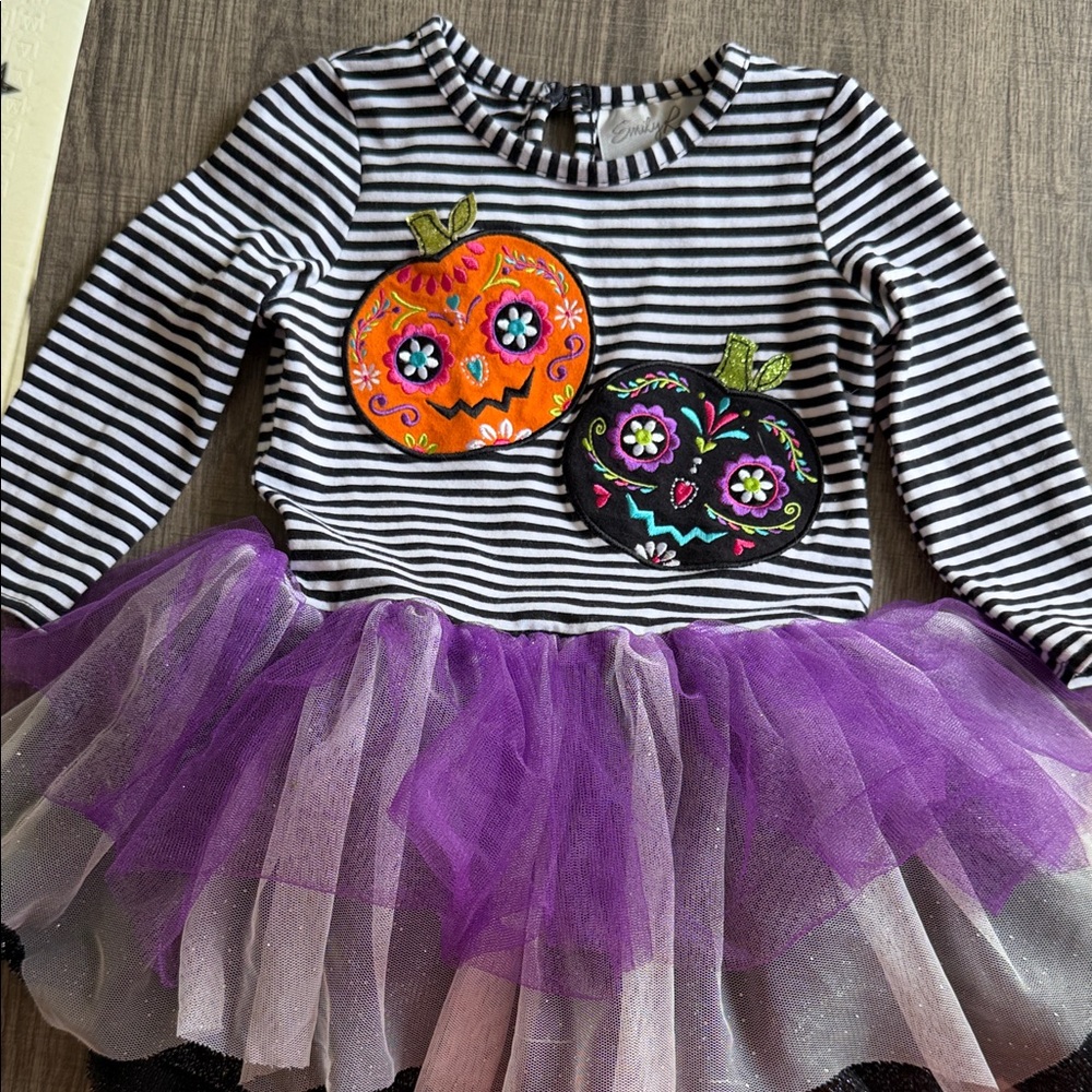 Girls' Purple Pumpkin Tulle Halloween Costume Dress